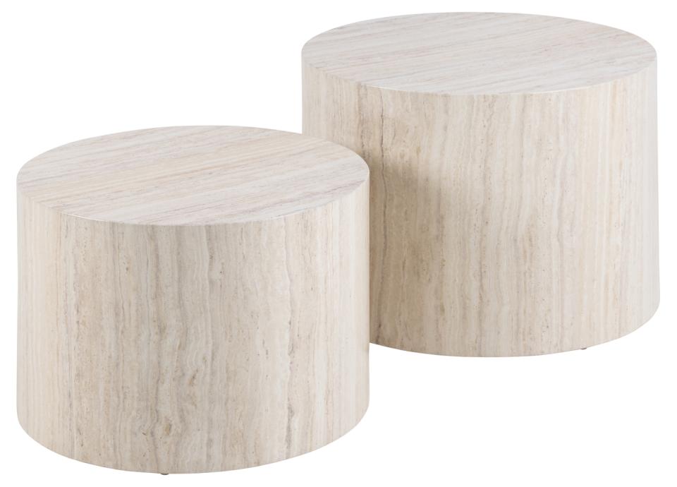 Dice Salontafel Travertine 58x40 cm Set Tweedelig