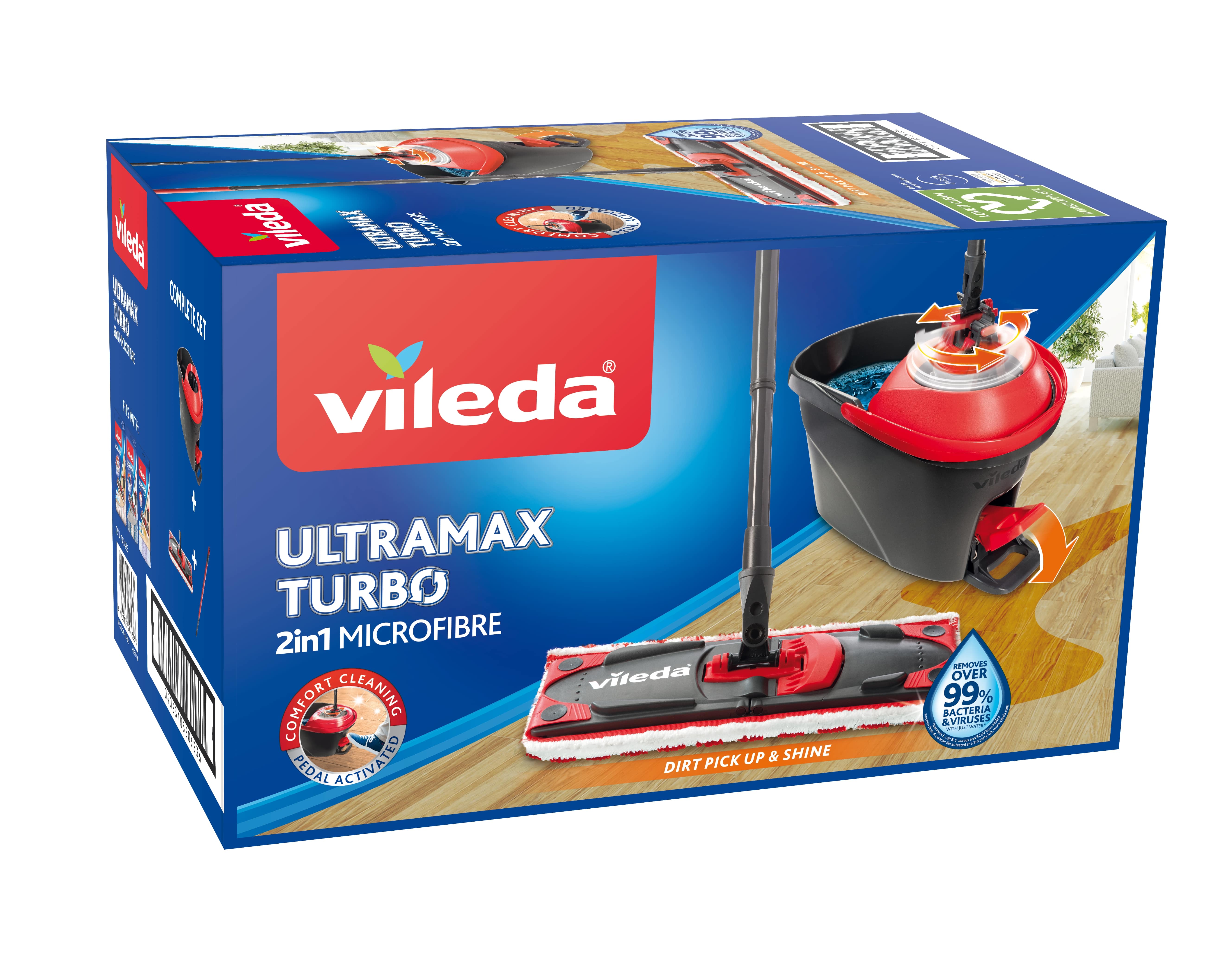 Vileda Vloerreinigingssysteem Ultramax Turbo - Emmer en Pers met Centrifugesysteem en Pedaal