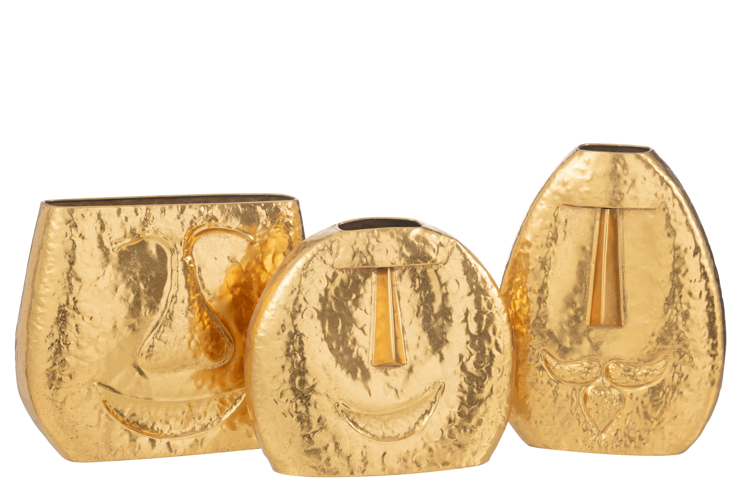J-Line Vaas Gezichten Goud 3 Soorten - 36.5x12x30 cm - assorti - prijs per stuk