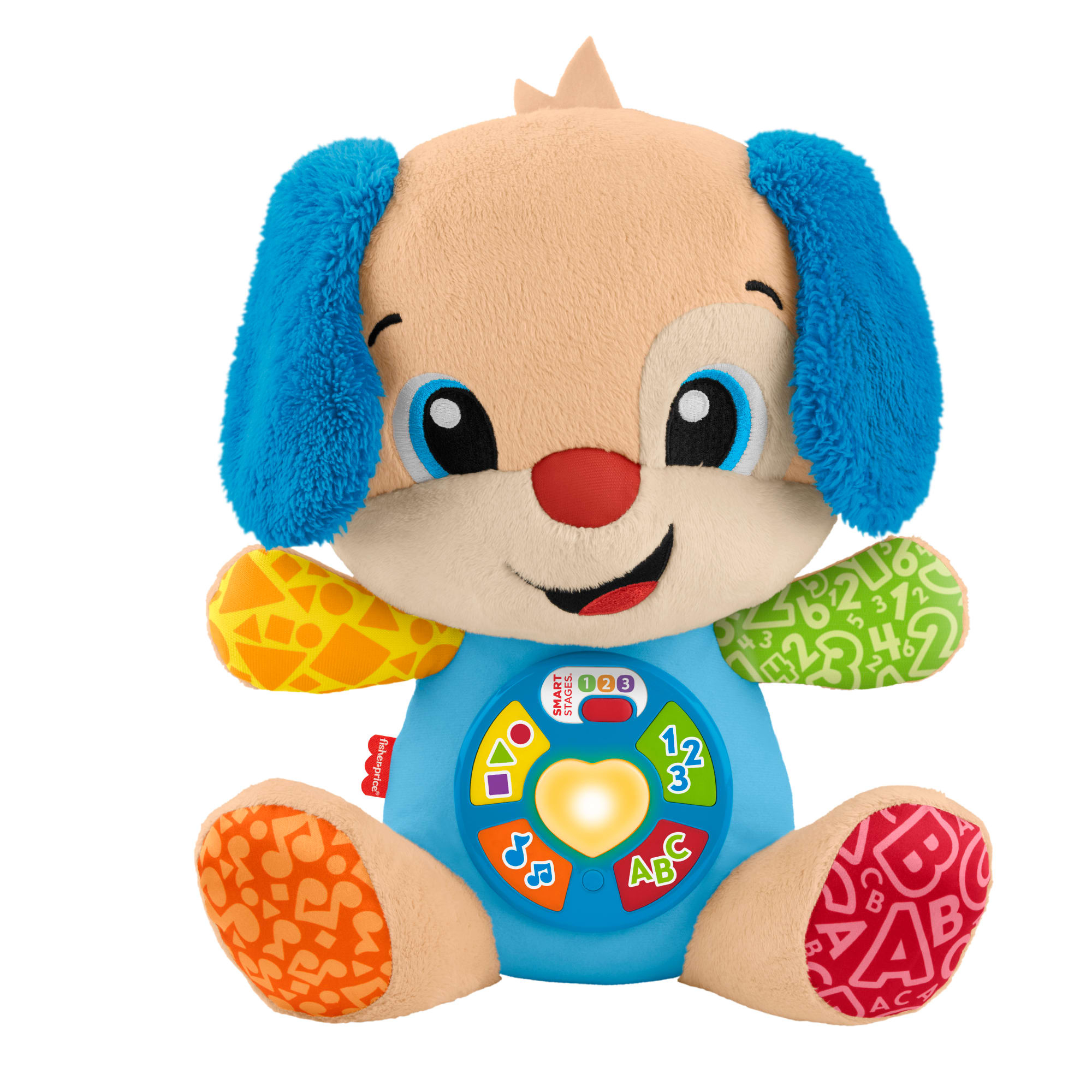 Fisher-Price Leerplezier Eerste Woorden Puppy - Interactieve Knuffel Blauw