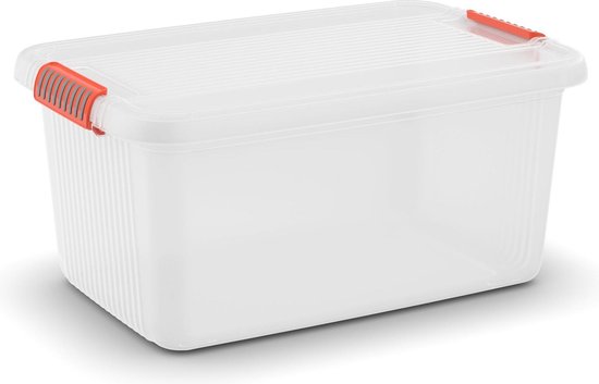Kis Opbergbox K Latch Transparant/Oranje L 43l - 59x39x28 cm - Heavy Duty