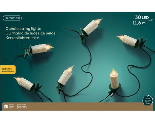Kerstverlichting LED Candle Light 11.6m - 30 leds - Green/Classic Warm - Indoor