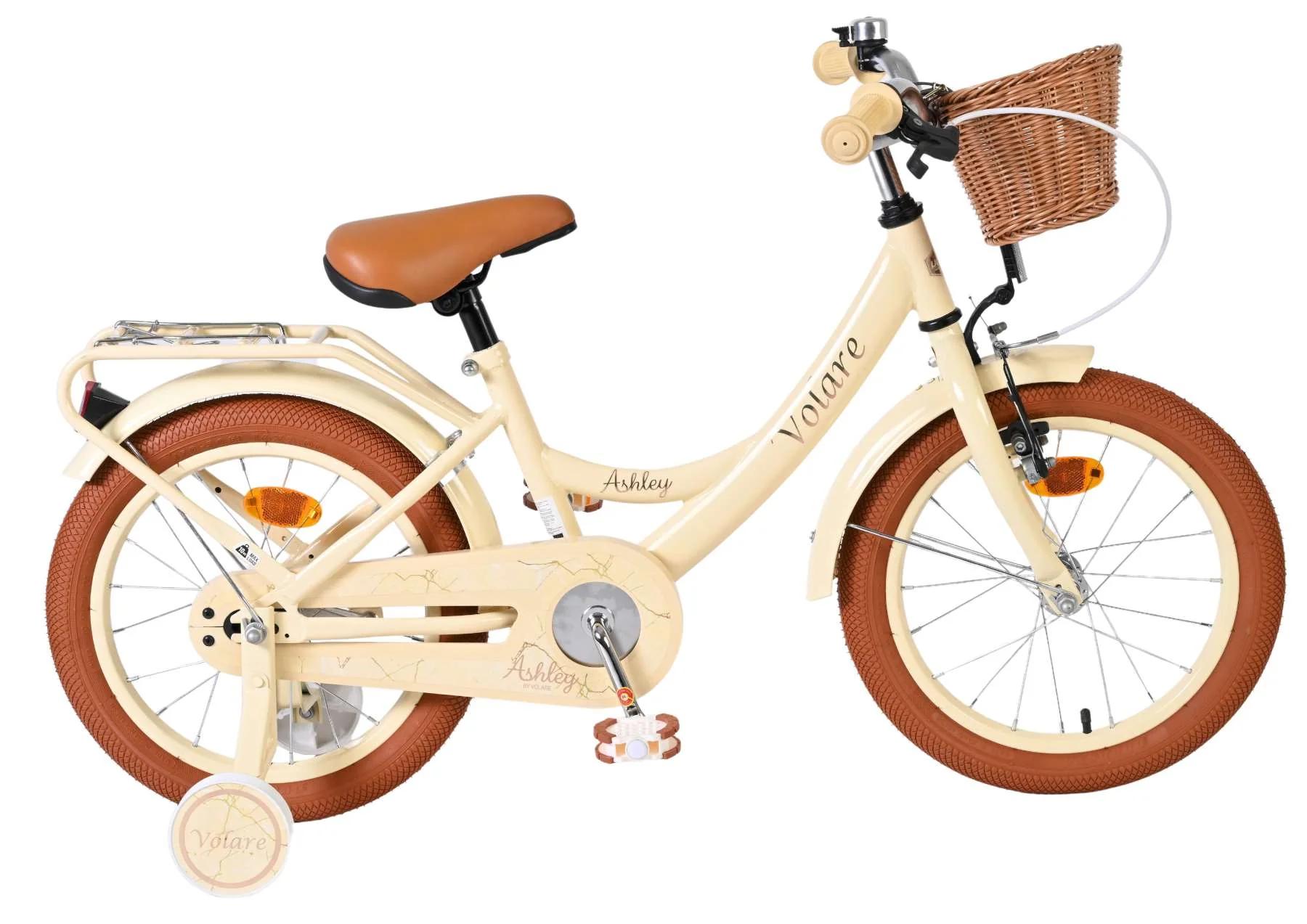Volare Ashley Kinderfiets Creme Handrem+Terugtraprem met Mandje 16 inch