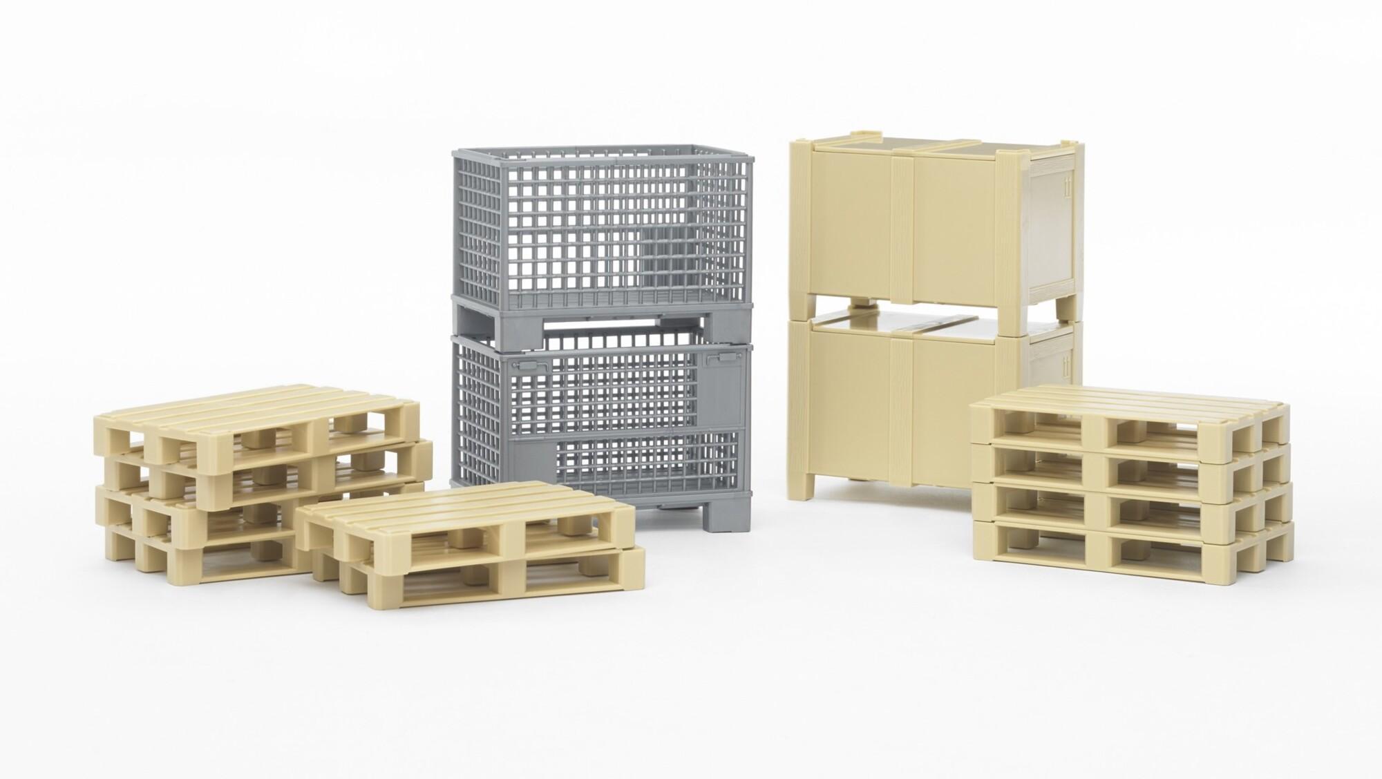 Bruder 10 Palletten, 2 Aardappelcontainers en 2 Draadcontainers