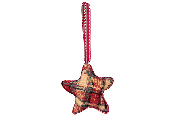 Boomhanger Cosy@Home Ster Bordeaux Geruit 8x3x8 cm