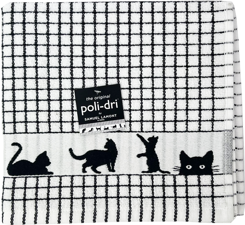 Samuel Lamont Keukenhanddoek Poli-Dri Jacquard Black/Cats 50x70 cm