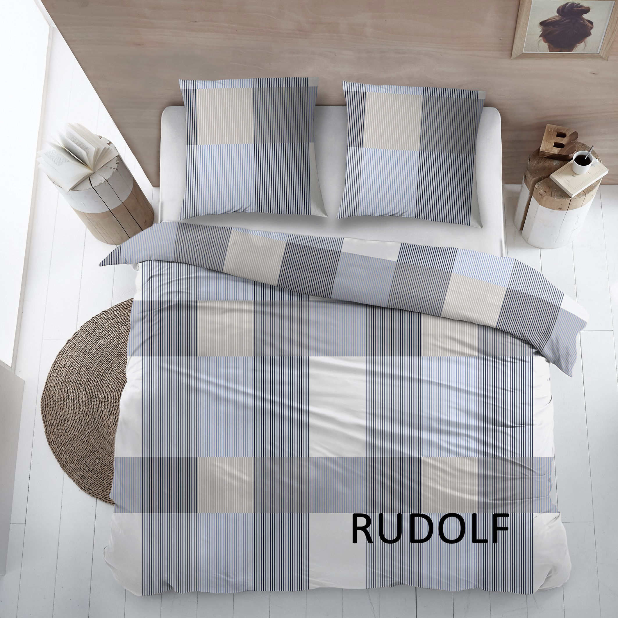 Cottons Lakenset Rudolf Blauw 180x290 cm Katoen