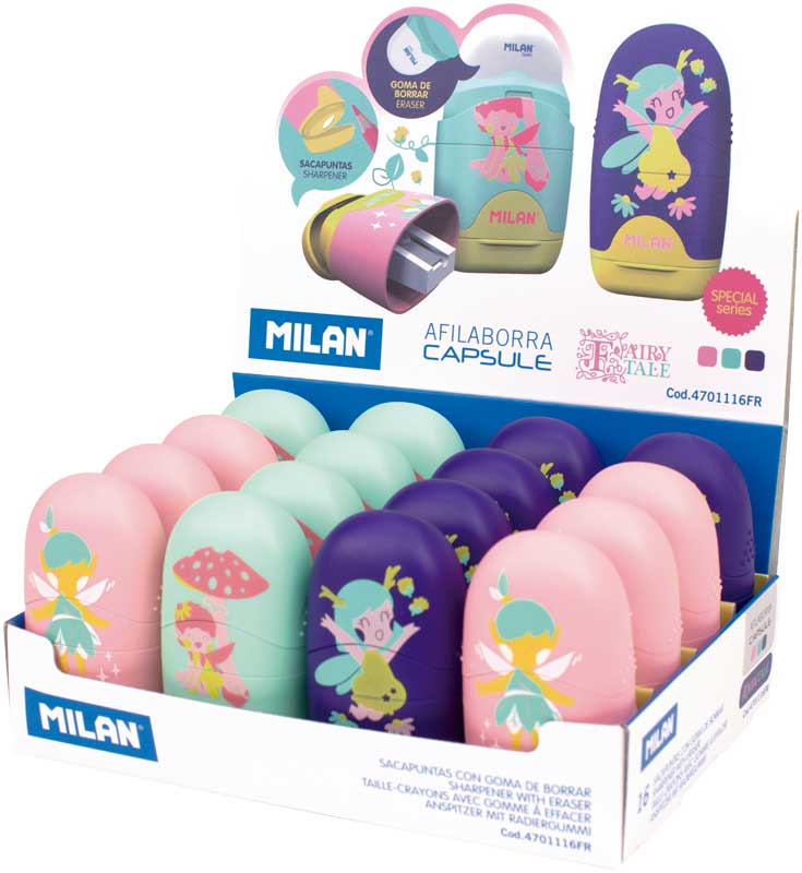 Milan Potloodslijper Fairy Tale met Gom - assorti