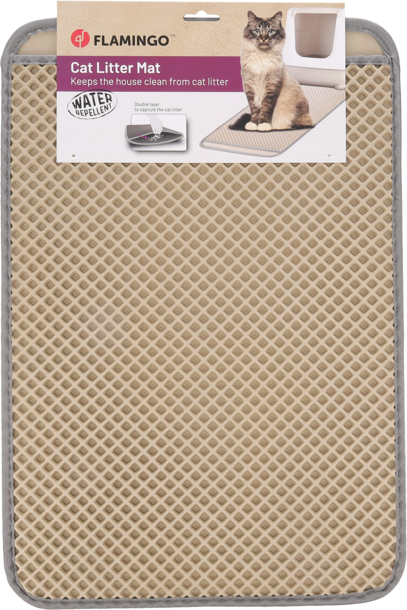 Flamingo Kattenbakmat Matz Beige 61x41x1.3 cm