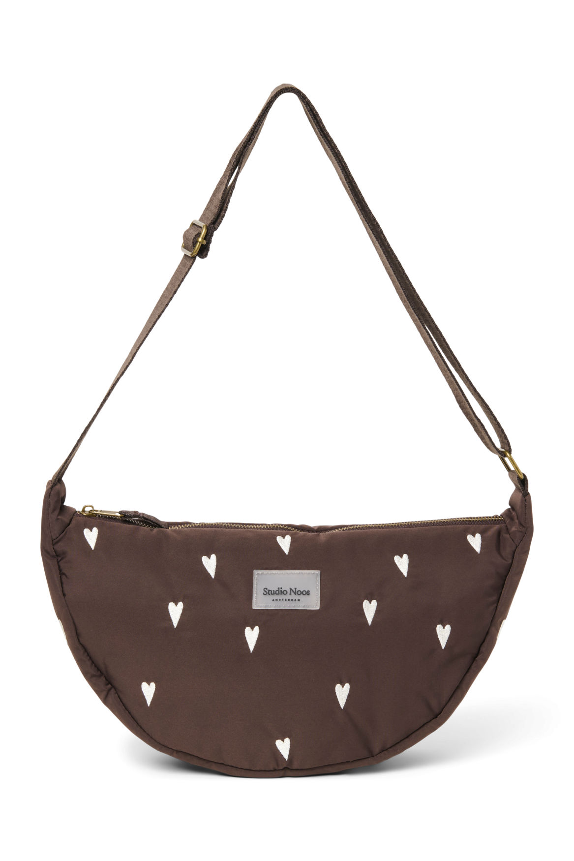 Studio Noos Handtas Fanny Puffy Brown Hearts 39x20x11 cm