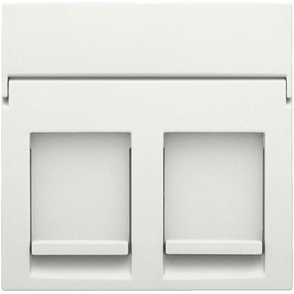 Niko Centraalplaat 2x RJ11 / RJ45 Wit met ondoorzichtig tekstveld