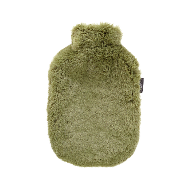 Fashy Warmwaterkruik 2 l Olijfgroen met Extra Zachte Pluche Hoes