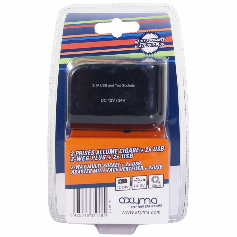 Axyma 2-weg plug + 2x Usb-A