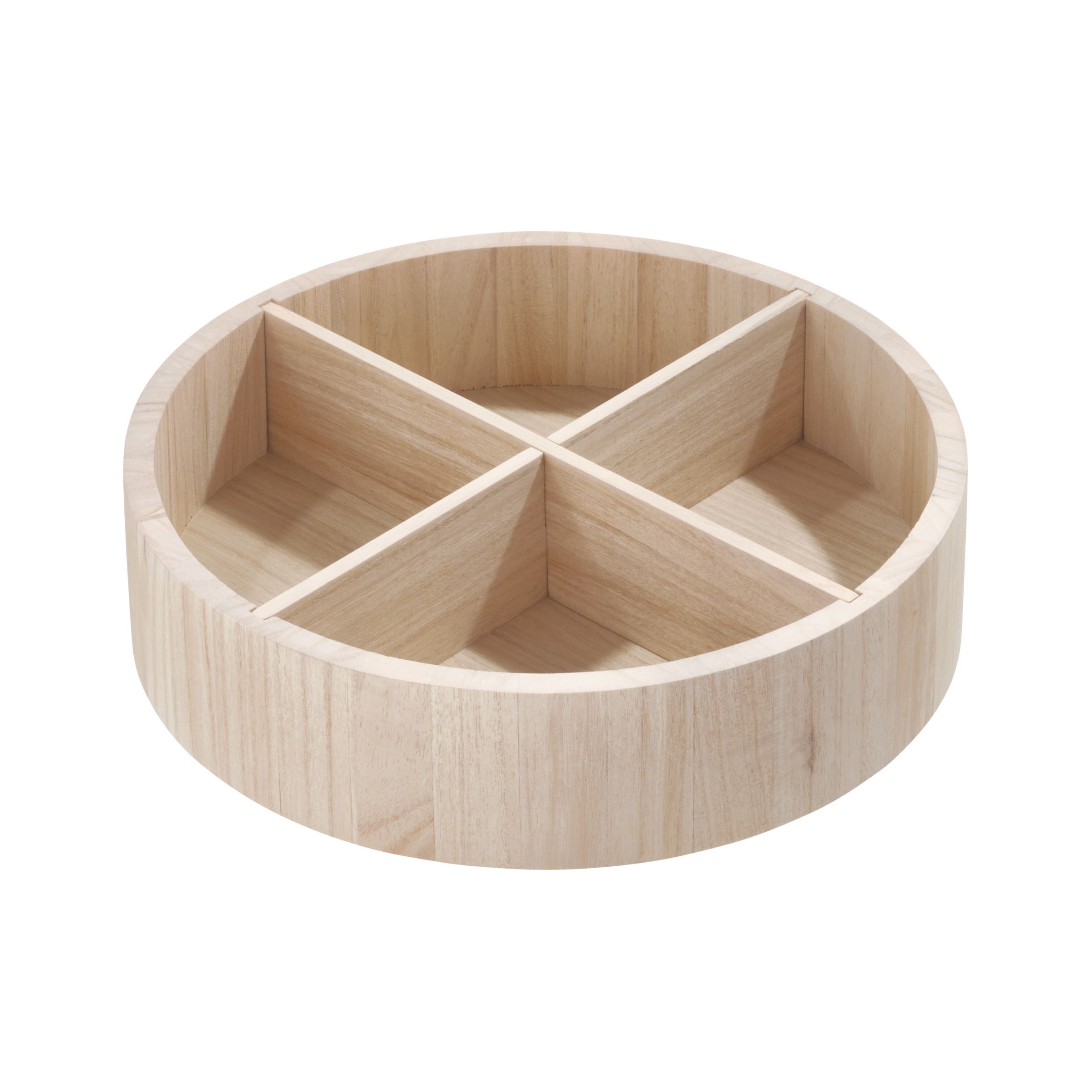 iDesign Draaiplateau The Home Edit Bruin 30.5 cm - met Vakken - Paulownia Hout