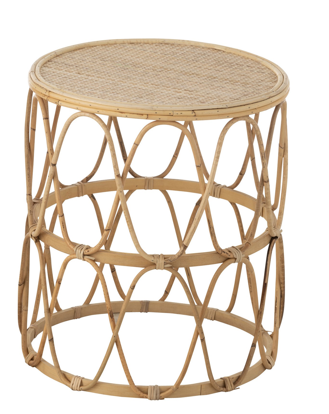 J-Line Bijzettafel Golf Pat Naturel 40.5x47 cm - Rotan
