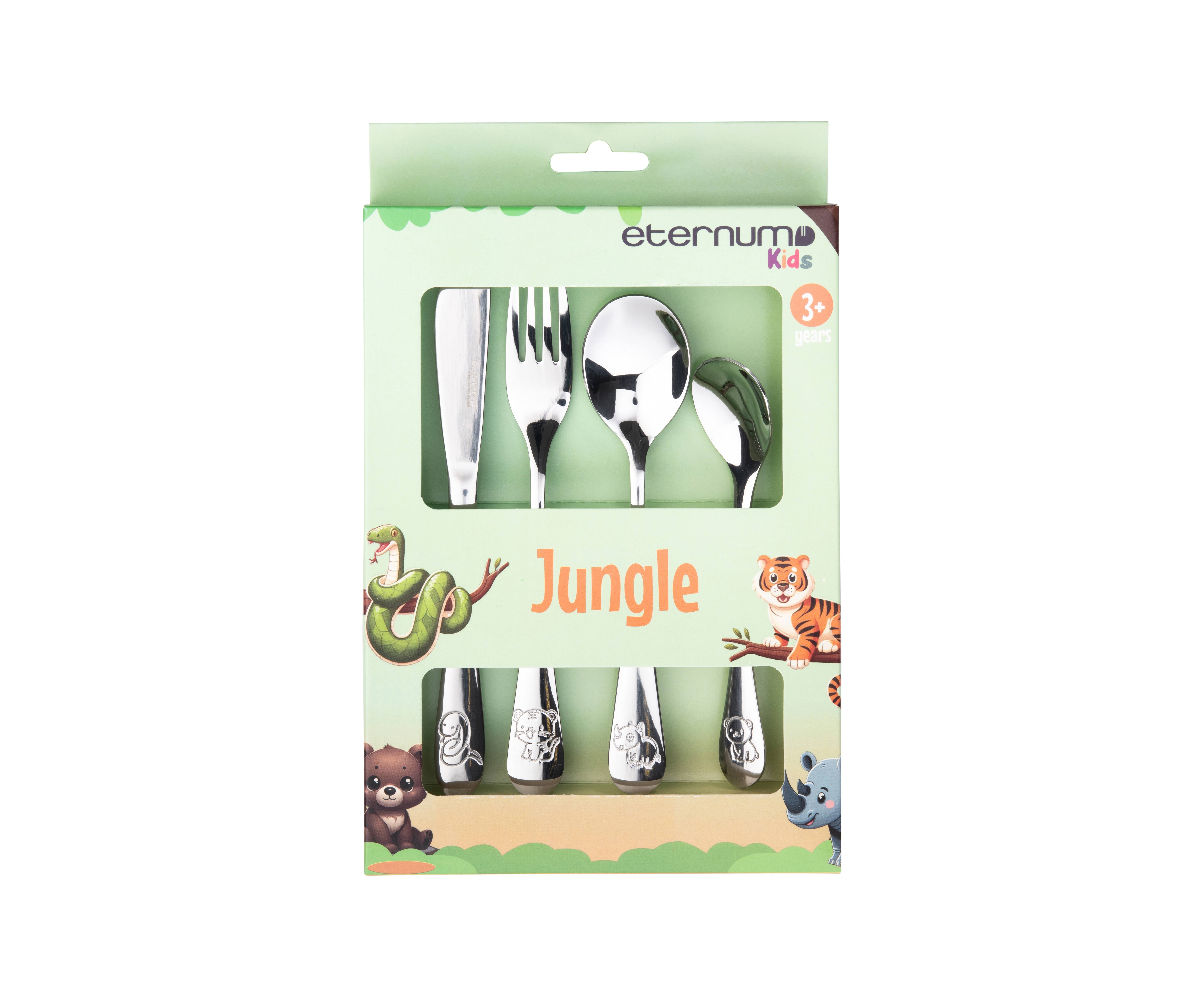 Eternum Bestekset Kids Jungle 4-delig RVS - 18/0 - Gepolijst - 2.5mm