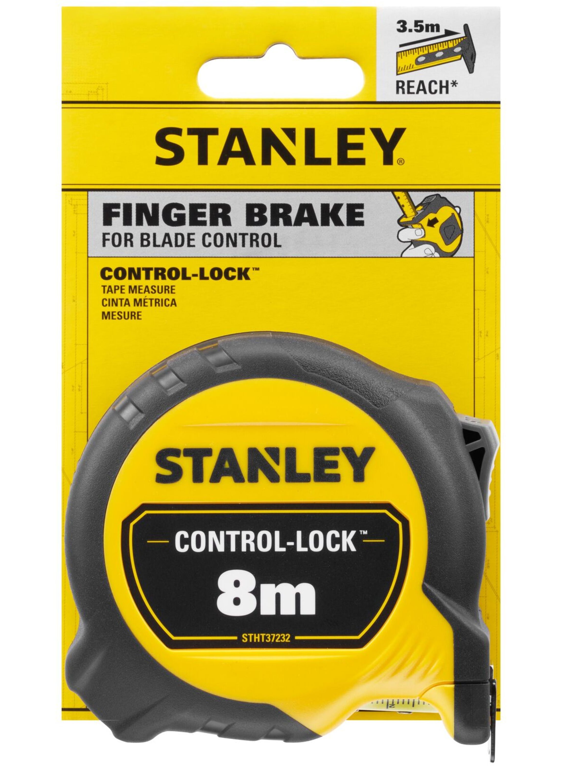 Stanley Rolbandmaat Control-Lock 8 Meter , 25 mm, Dubbelzijdige Bedrukking
