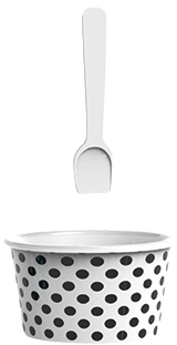 IJSSCHAAL 8cm MET LEPEL - DOTTY ZAK - ZWART