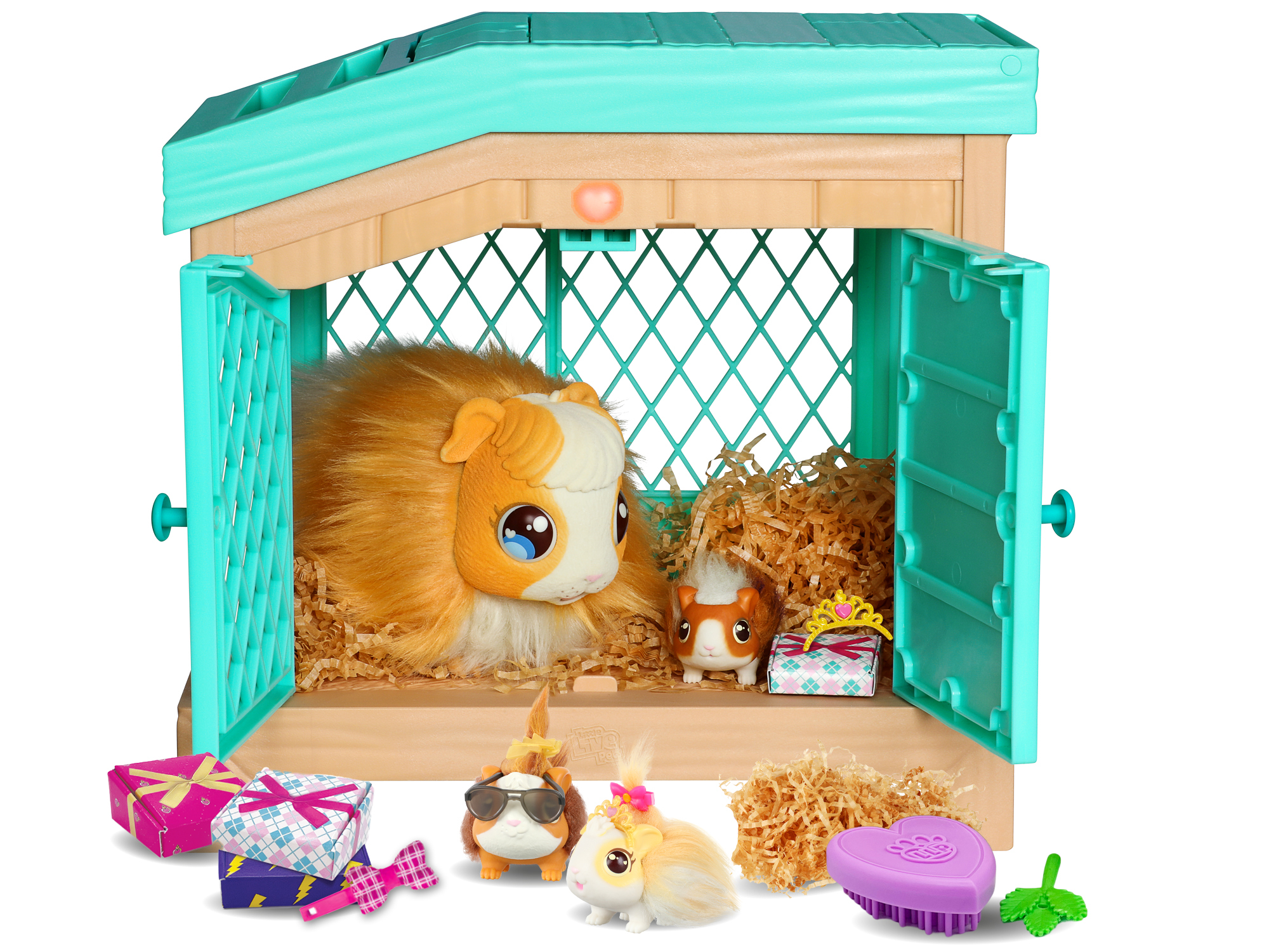 Mama Surprise - Pluche Cavia krijgt 3 baby's, compleet met kooi,