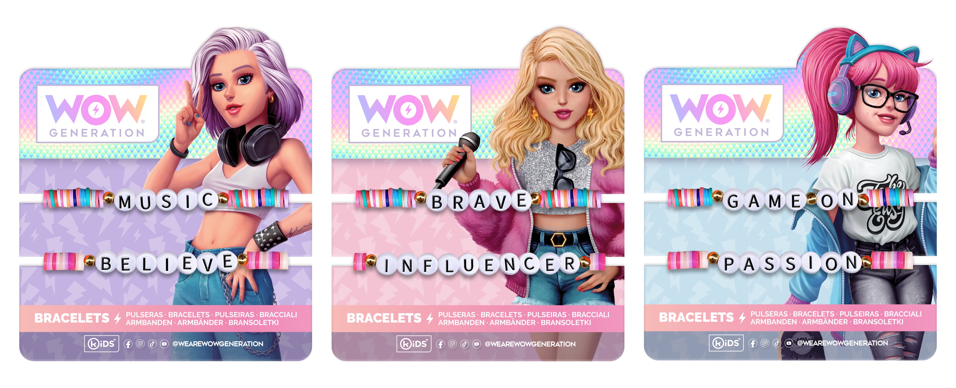 Wow Generation Armband Gekleurd met Booschap - assorti