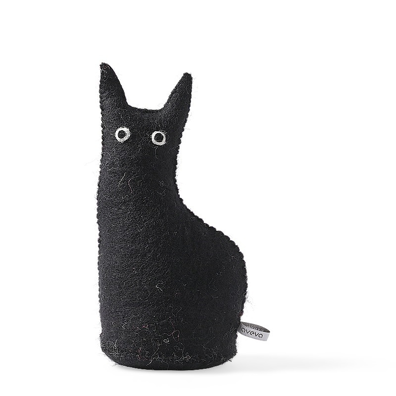 Aveva Deurstop/Boekensteun The Curious Black 14x13x29 cm - Wol