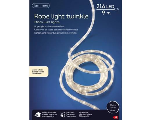 Rope Lights LED Twinkle Outdoor 9 m - 216 leds - Black/Warm White