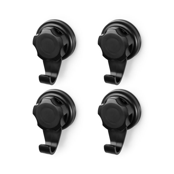 Compactor Haken met Zuignap Bestlock Black set 4 stuks - 5.4x4x8 cm - Draagkracht tot 3kg