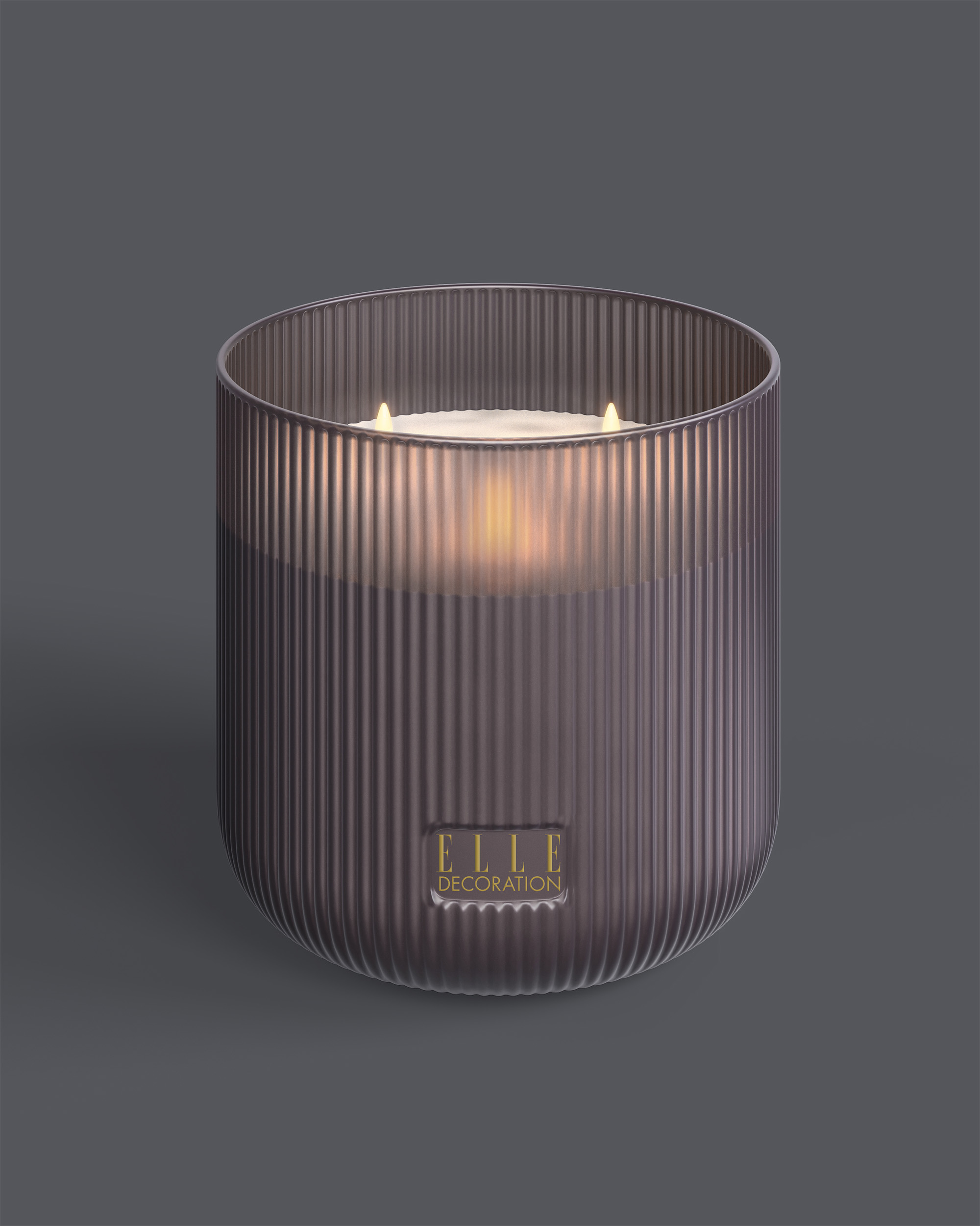 ELLE Decoration LED Kaars Belleville Taupe Frost 16x16 cm - Glas - 3 Vlammen - op Batterijen (excl.)