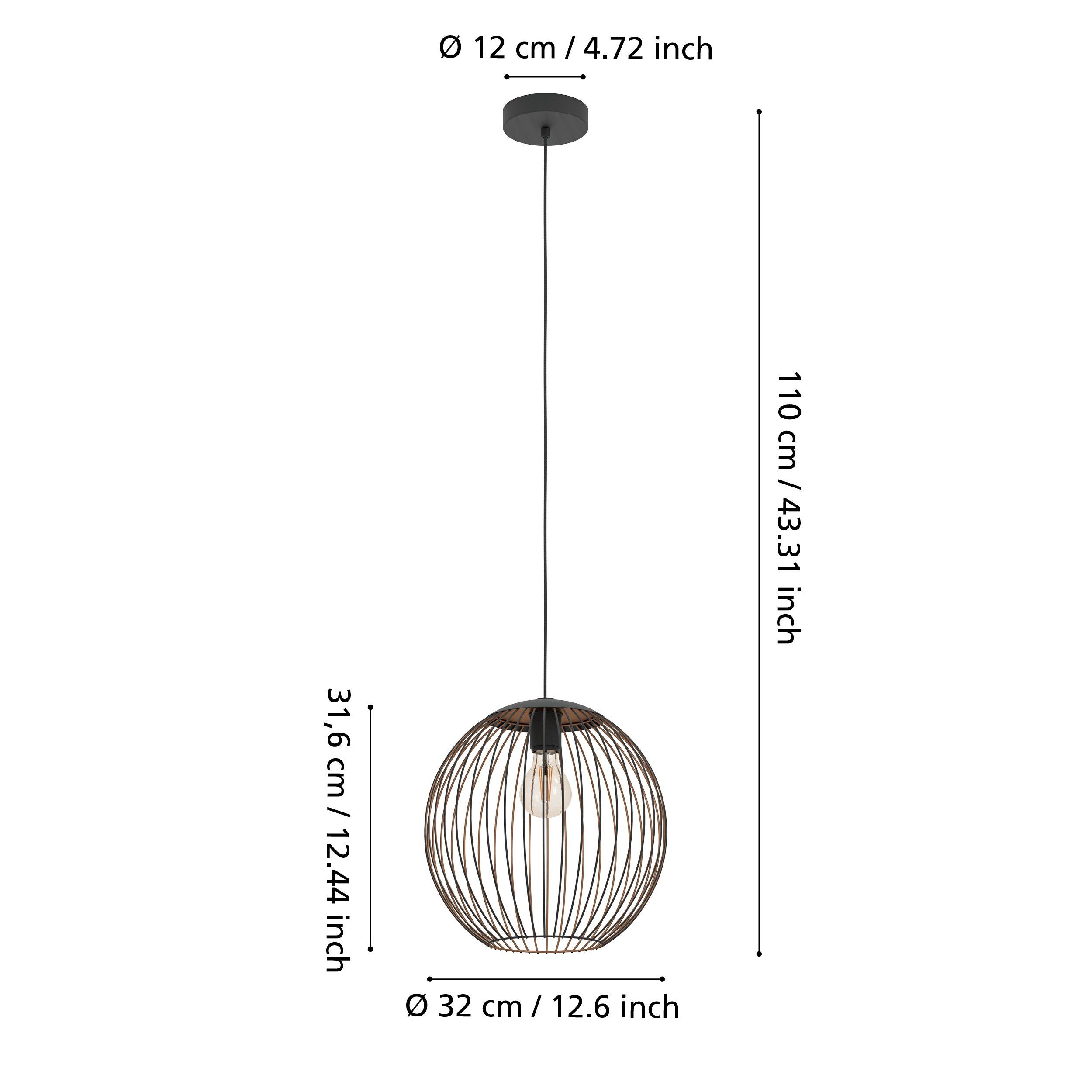 Eglo Almanzora Hanglamp Zwart/Koper 1x E27
