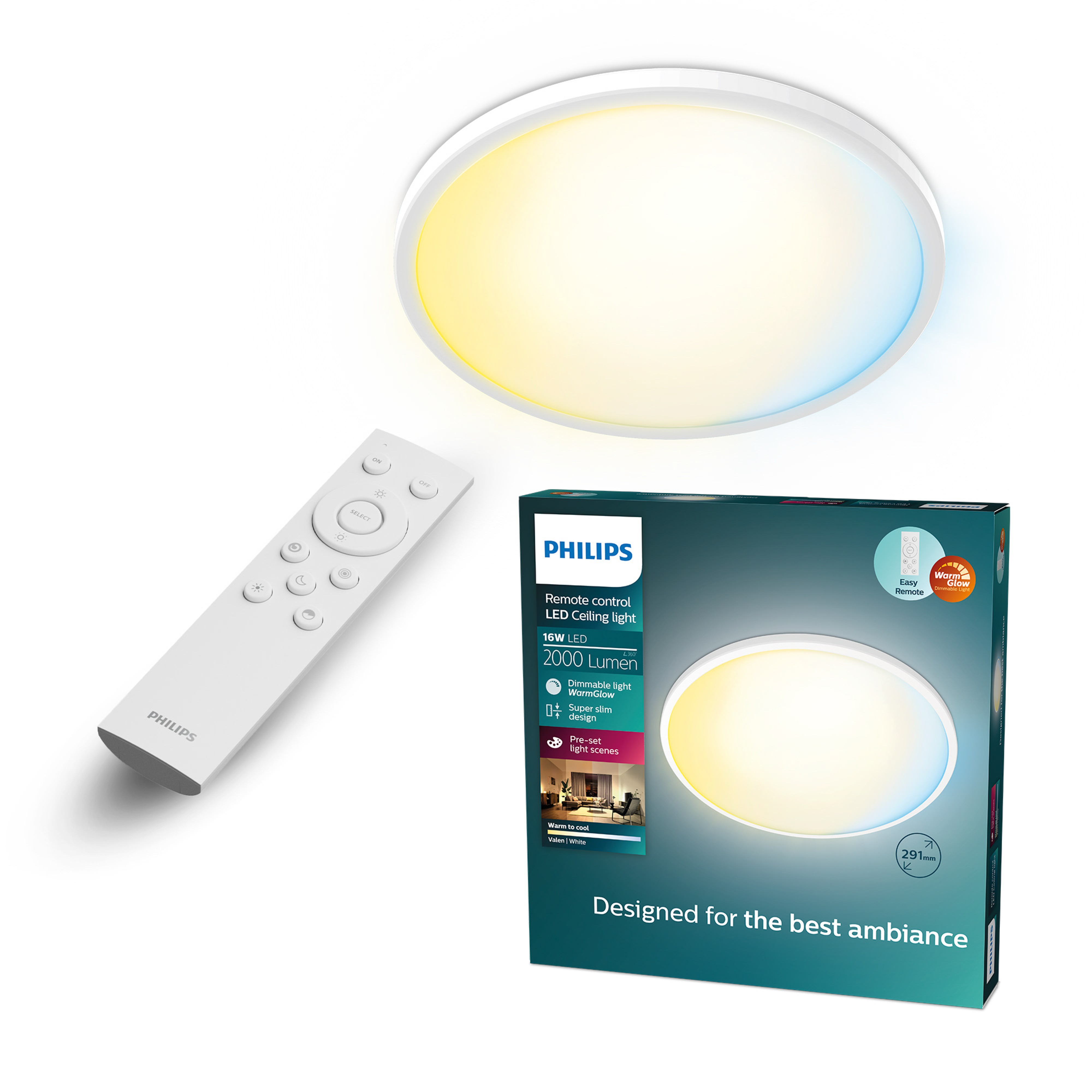 Philips Valen Plafondlamp Rond Wit 29.1 cm 16W 2000lm 2200-6500K