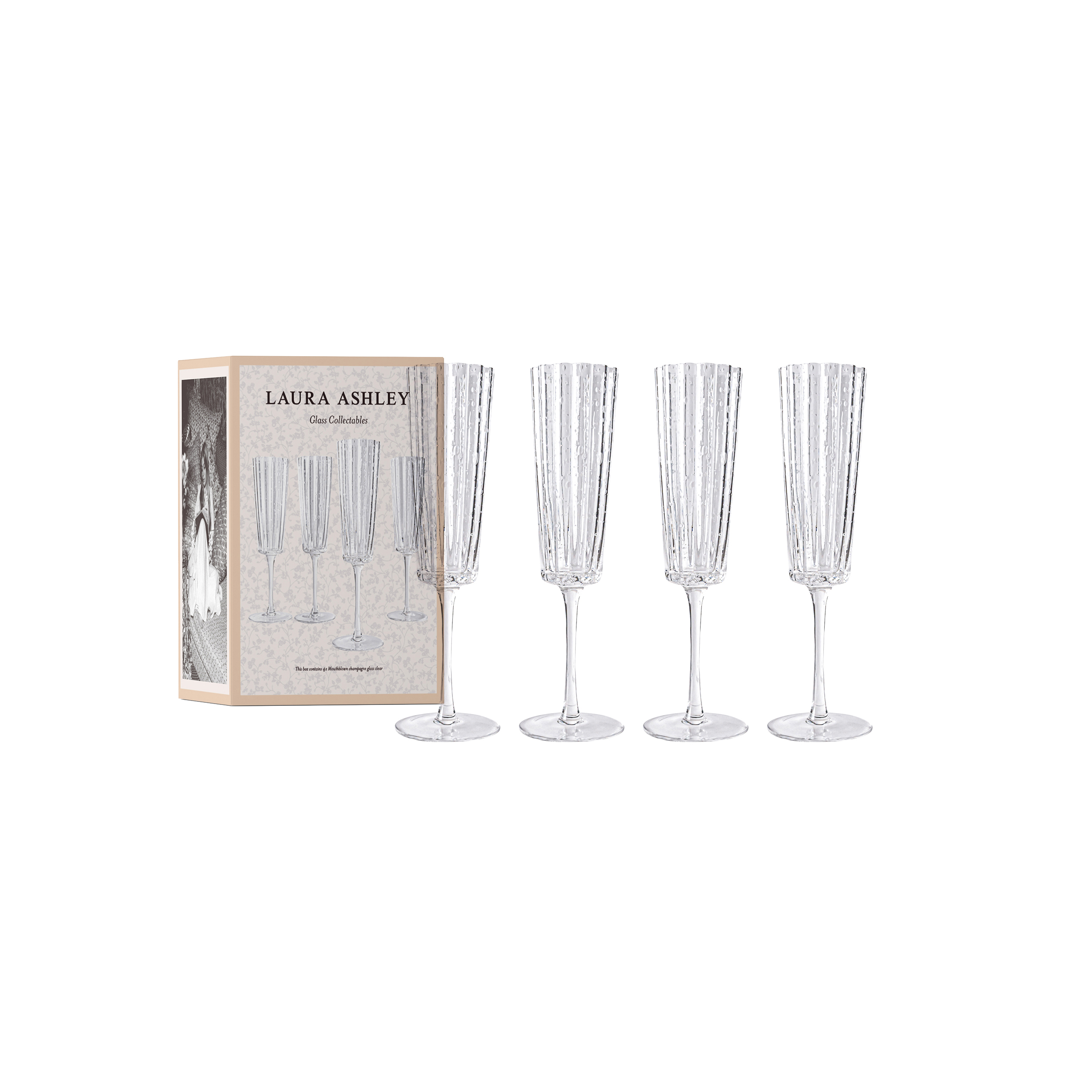 Laura Ashley Champagneglas 21cl set 4 stuks