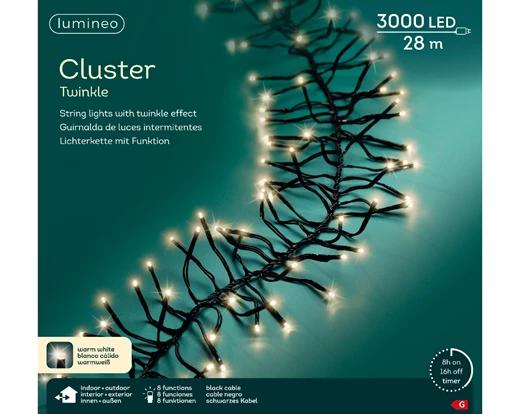 Kerstverlichting LED Cluster Twinkle 28m - 3000 Lights - Black/Warm White