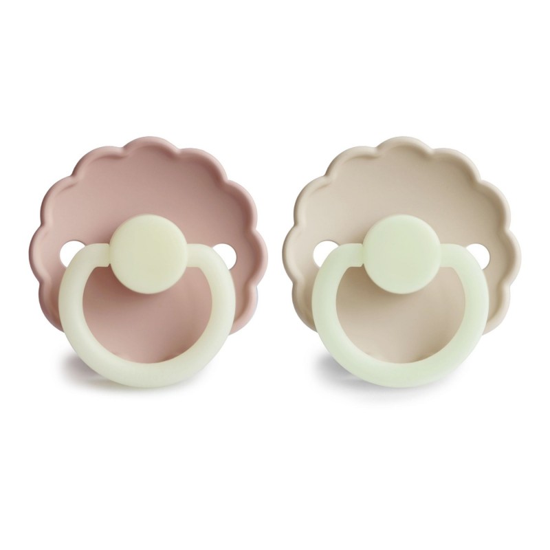 Frigg Fopspeen Daisy Silicone Night Cream-Blush 0-6 maand - 2 stuks
