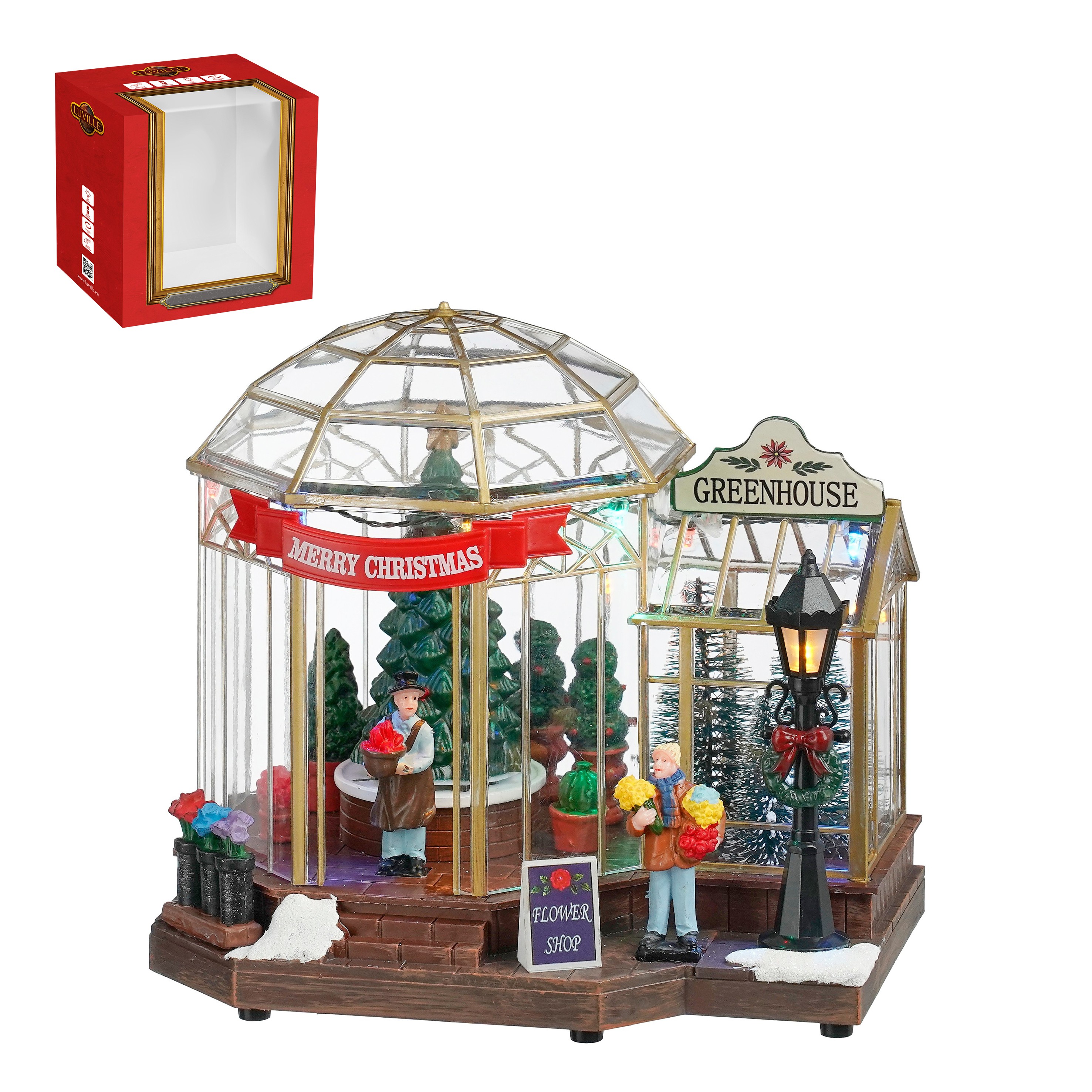 Luville Christmas Tree Greenhouse 20.5x16x19.5 cm - met Batterijen (excl.)