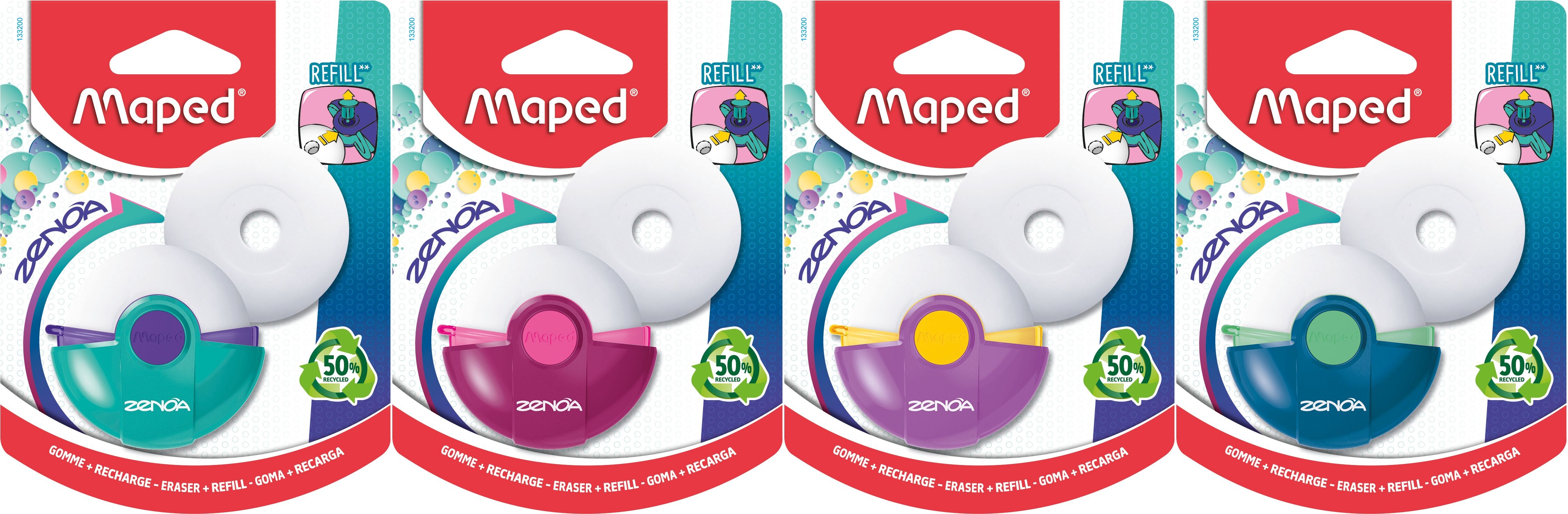 Maped Gom Zenoa + Navulling assorti - Blister - prijs per stuk