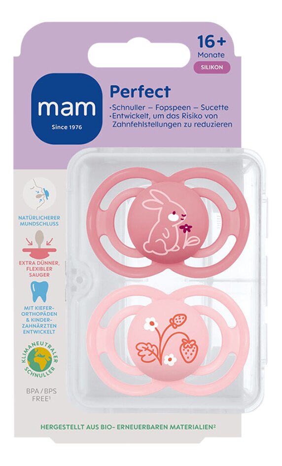 Mam Fopspeen Perfect Start Silicone Roze +16 maand - 2 stuks