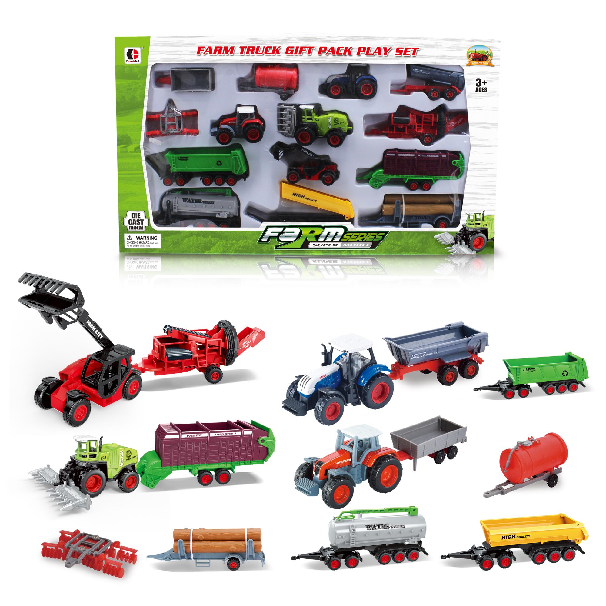 Boerderij speelset 14 delig, tractoren en aanhangers 