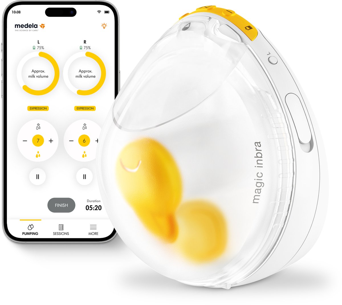 Medela Borstkolf Magic InBra Enkel-Draadloos-Electrisch-Fluidfeel met App-connect