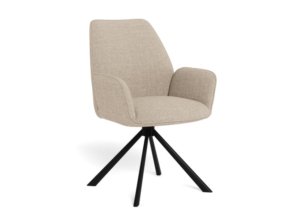 Glenda Stoel Basel Beige 24 met Armleuning - Basis Mat Zwart