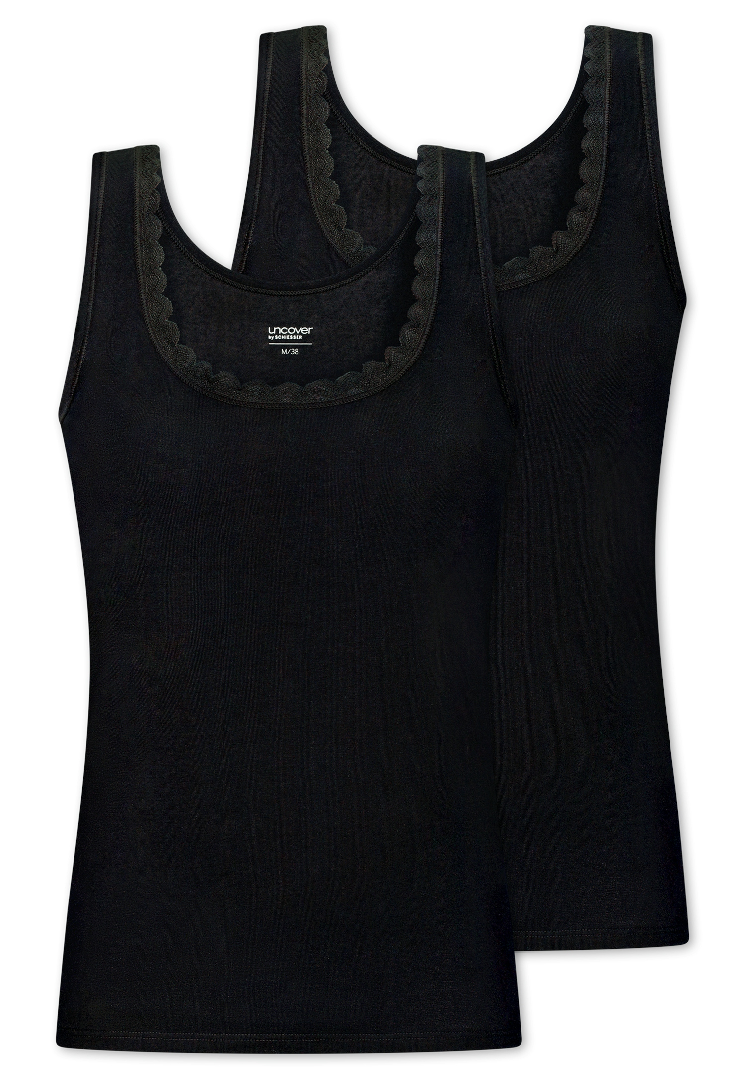 Uncover by Schiesser Top Dames 2 stuks Kant Black - large