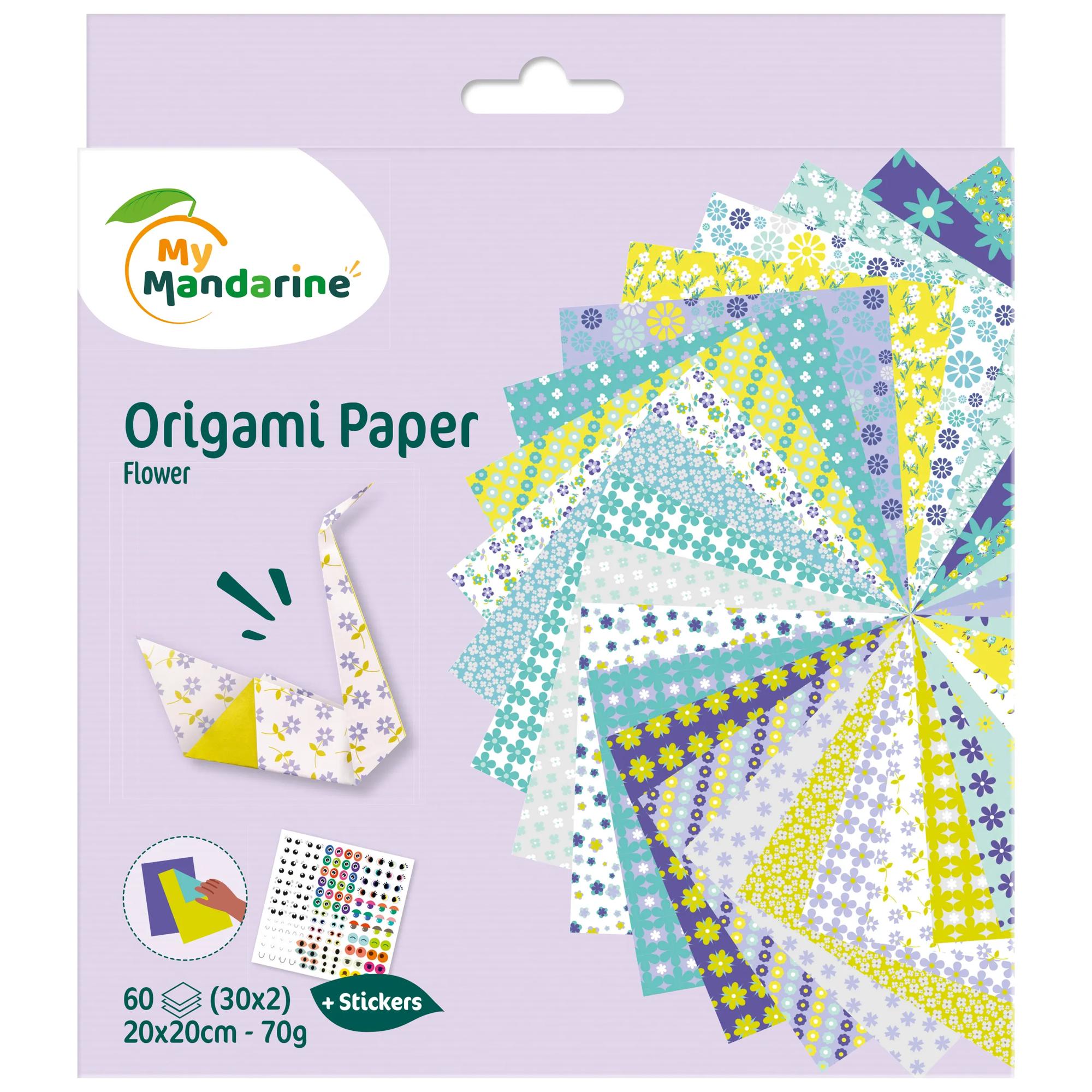 My Mandarine Origamie Papier Flowers 60 vel 20x20 cm