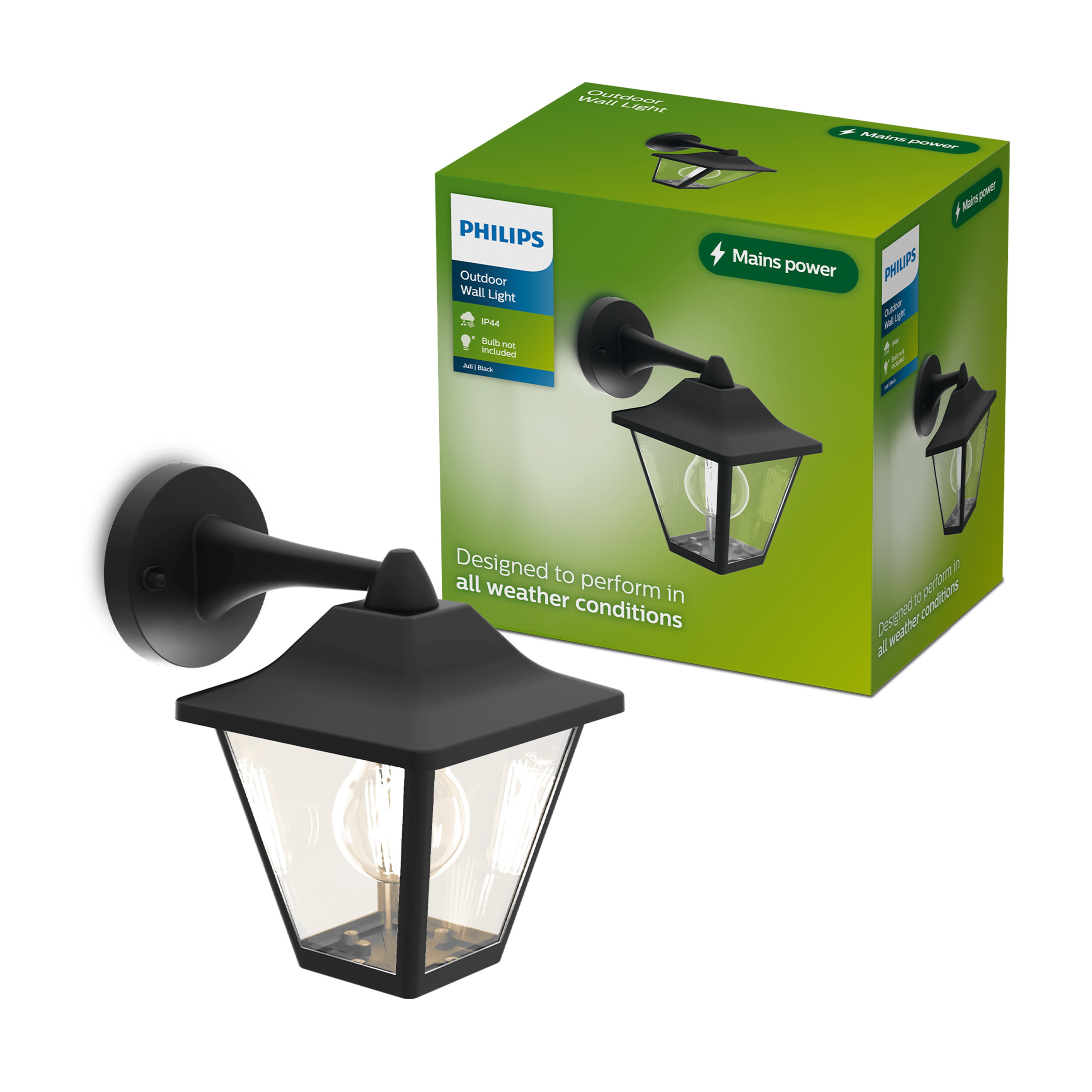 Philips Juli Wandlicht Outdoor Zwart E27 max 25W