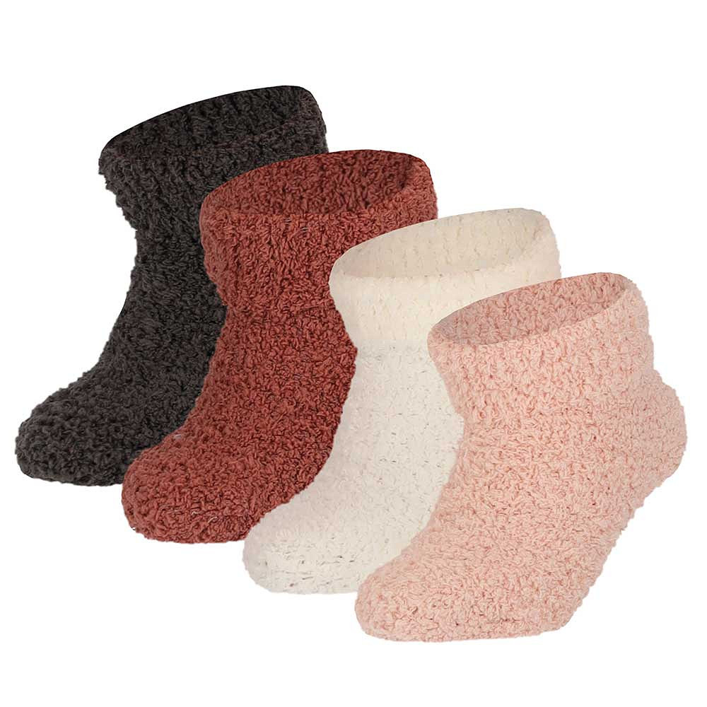 Apollo Sokken Baby Meisjes Softy 4 paar Bruin/Rood/Wit/Rose - 56/68