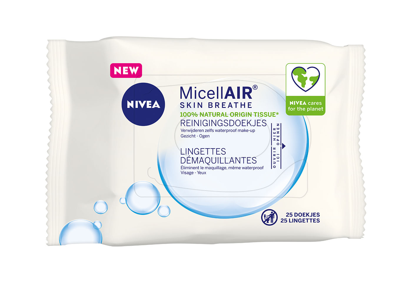 Nivea Reinigingsdoekjes Micellair 3 in 1 25 stuks