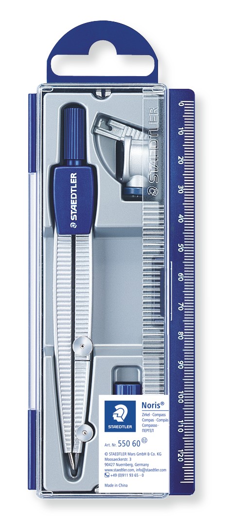 Noris 550 Schoolpasser - Precisiepasser Buigbare Benen + Universele Adapter