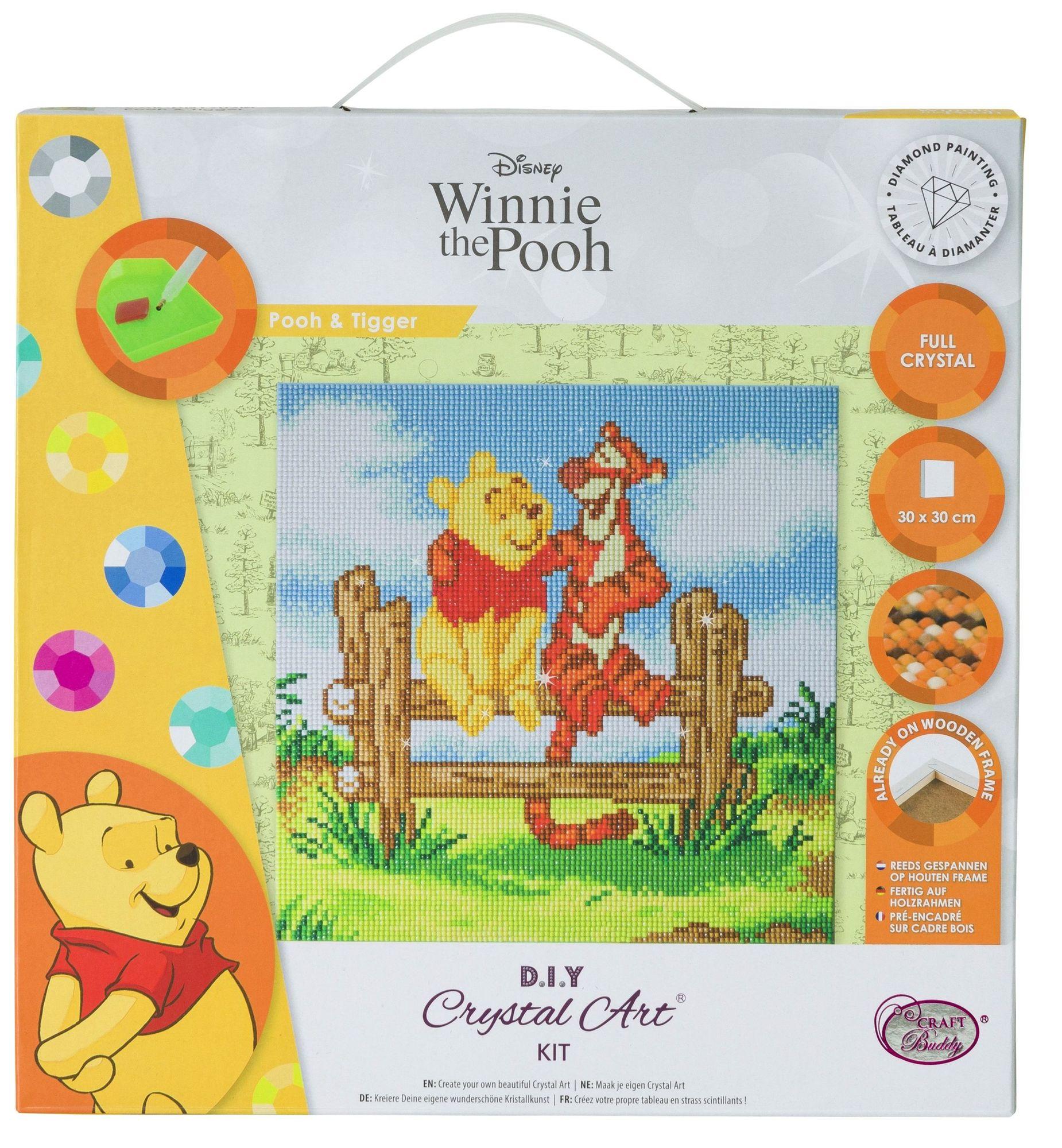 Crystal Art Framed Canvas Kit 30 x 30 cm - Disney Pooh and Tigger, full crystal