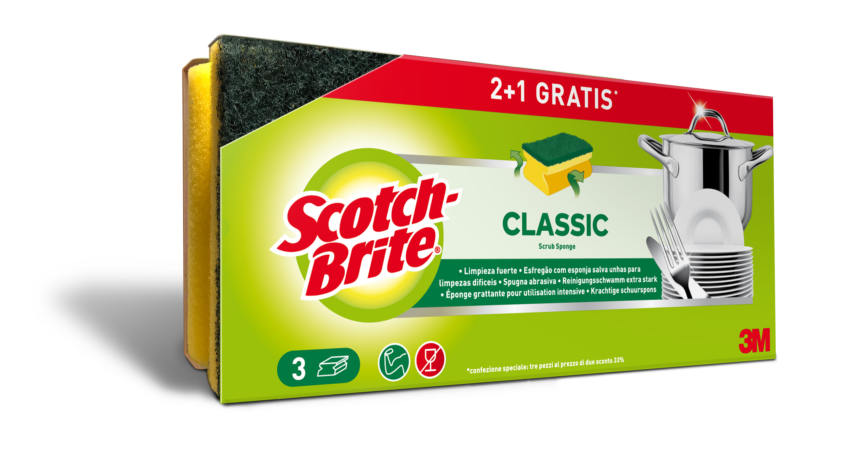 Scotch Brite Schuurspons Classic Nail Saver - 2+1 gratis