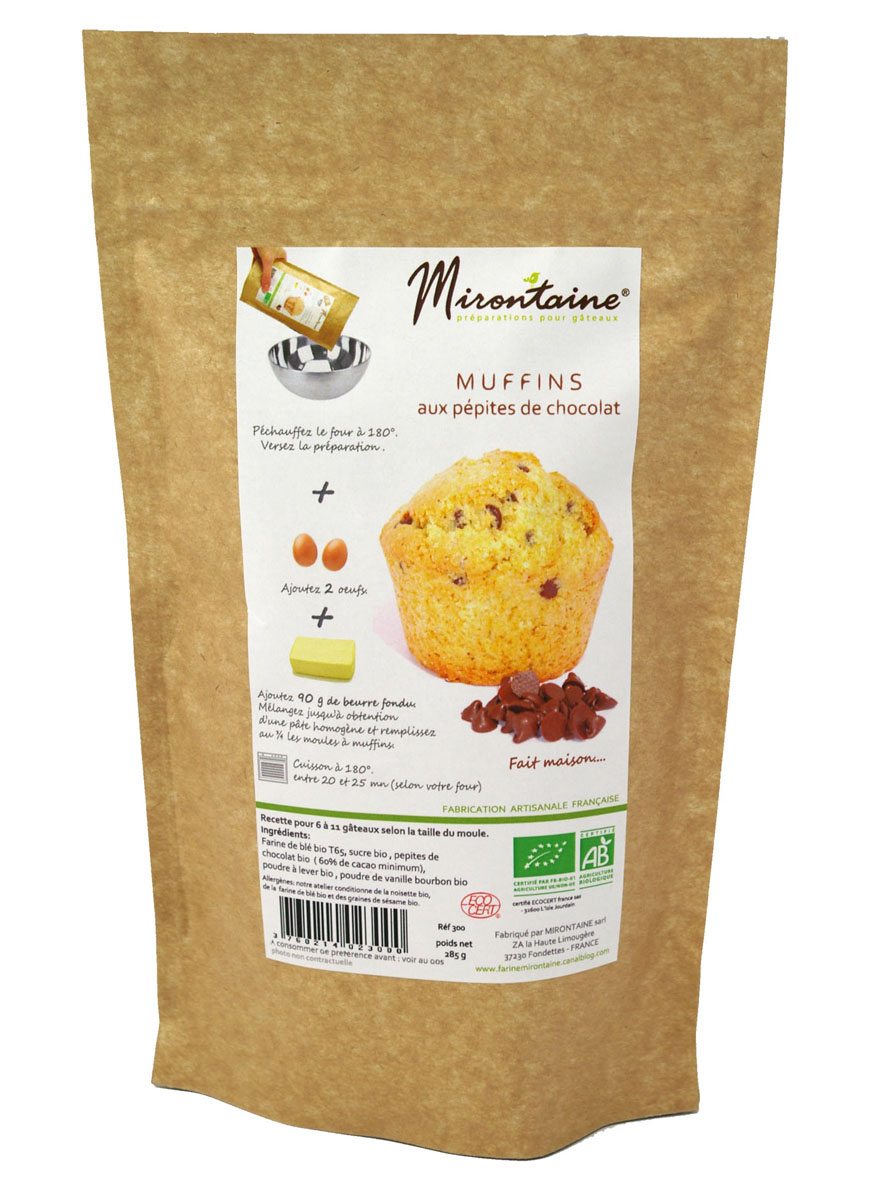 Mirontaine Bereiding voor Muffins met Chocoladestukjes 286g - Bio