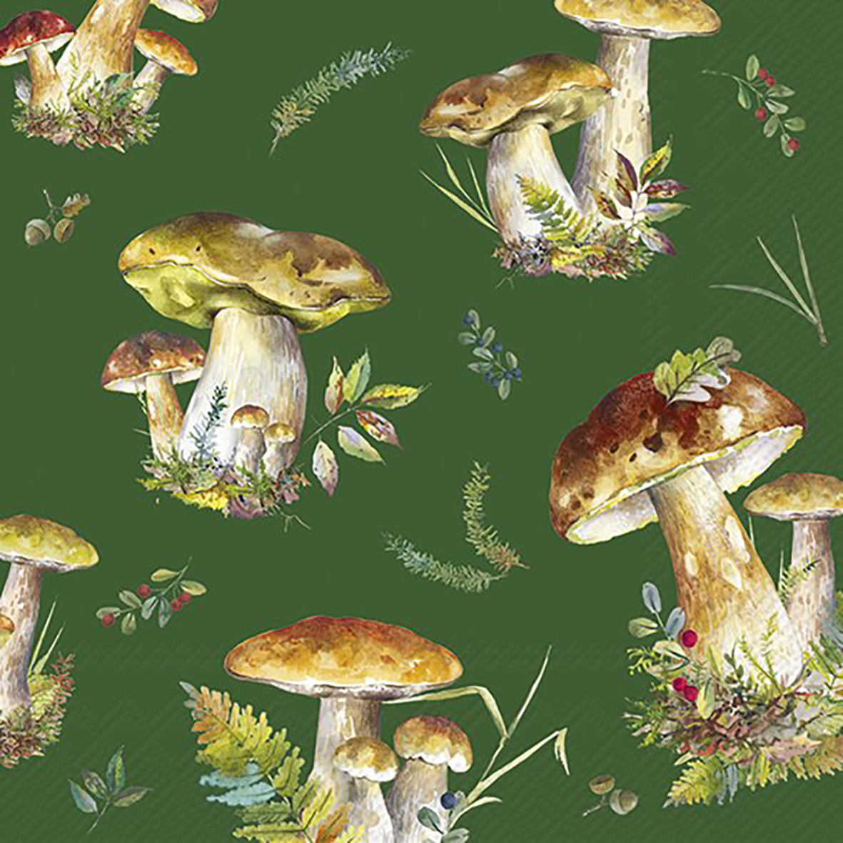 Ihr Lunchservetten 33x33 cm 20 stuks Green Mushroom Collection