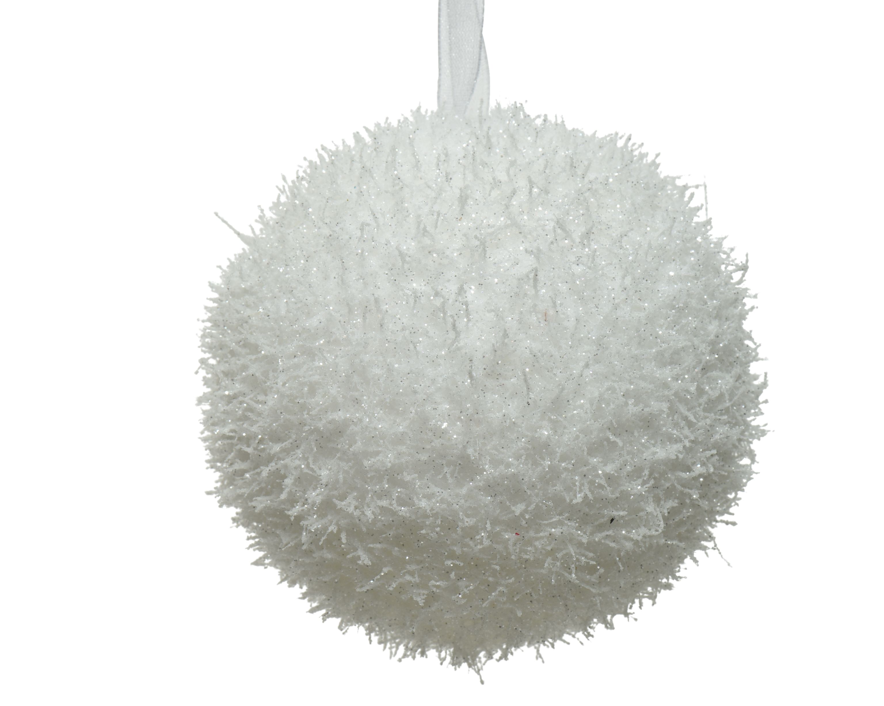 Kerstbal Foam met IJslak Wit 8cm